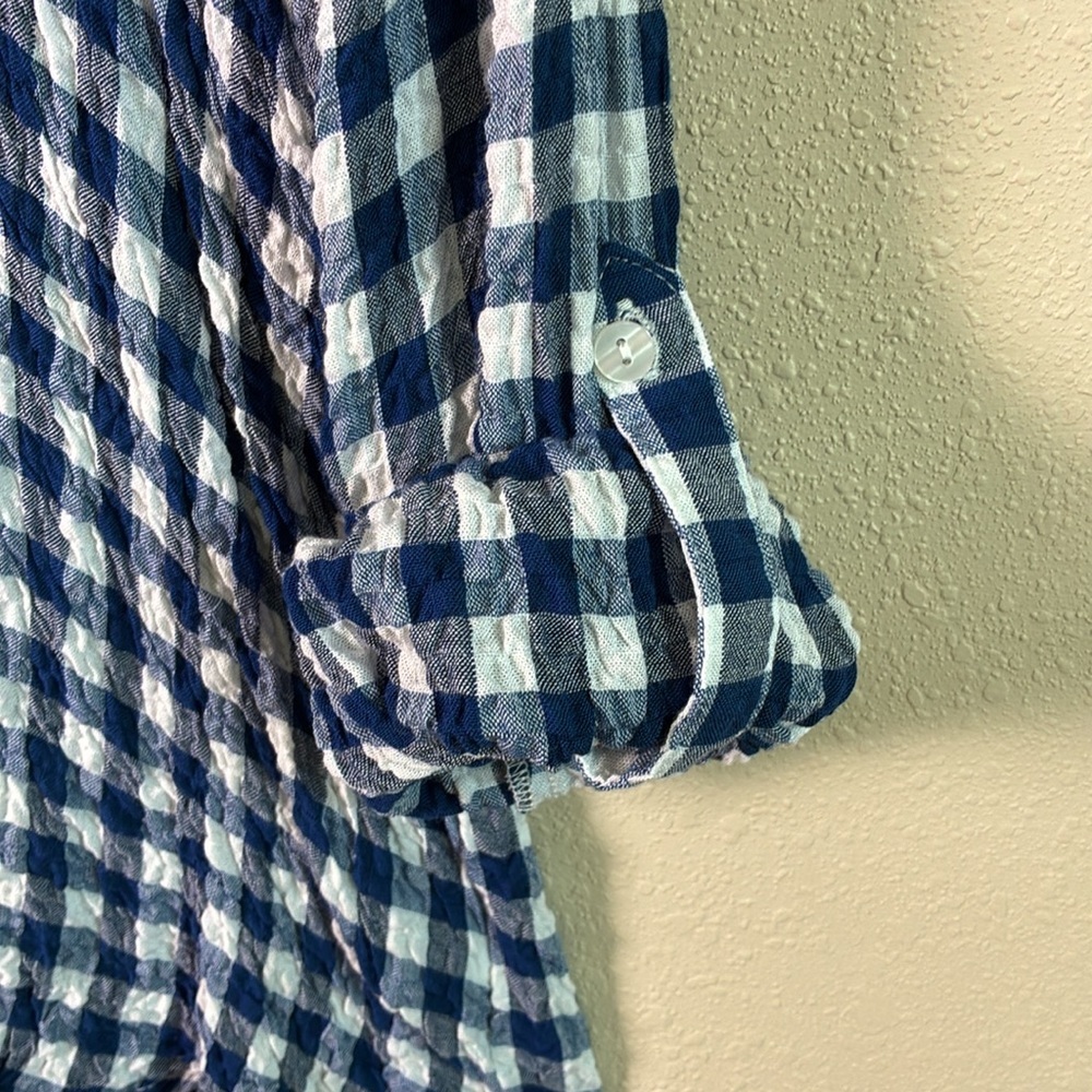 Jane and Delancey Navy and White Gingham Button-Down Shirt - Picture 4 of 10